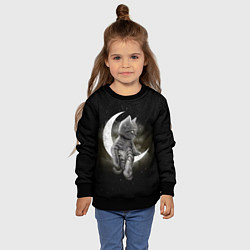Свитшот детский Кот на луне, цвет: 3D-черный — фото 2