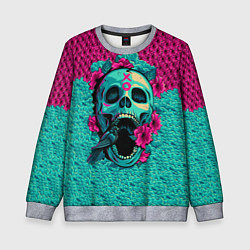 Свитшот детский Неоновый череп, цвет: 3D-меланж