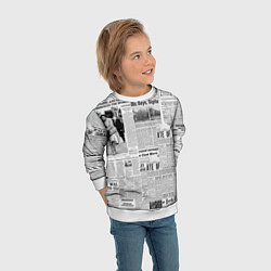 Свитшот детский Газета Newspaper, цвет: 3D-белый — фото 2