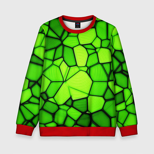 Детский свитшот Зеленая мозаика / 3D-Красный – фото 1