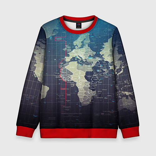 Детский свитшот Карта мира / 3D-Красный – фото 1