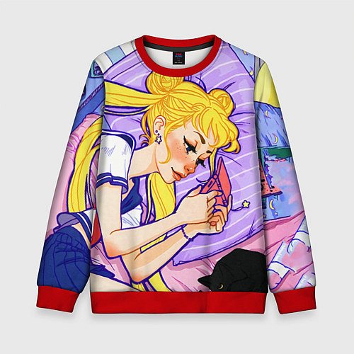 Детский свитшот СЕЙЛОР МУН / 3D-Красный – фото 1