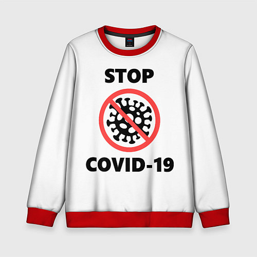 Детский свитшот STOP COVID-19 / 3D-Красный – фото 1