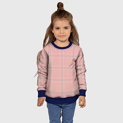 Свитшот детский Шотландка Розовая, цвет: 3D-синий — фото 2
