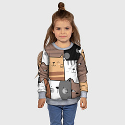 Свитшот детский Котейки, цвет: 3D-меланж — фото 2