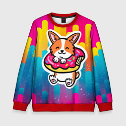 Свитшот детский Милый корги, цвет: 3D-красный