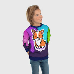 Свитшот детский Милый корги, цвет: 3D-синий — фото 2