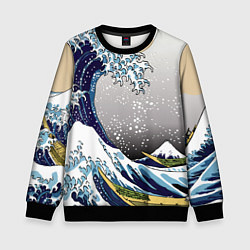 Свитшот детский The great wave off kanagawa, цвет: 3D-черный