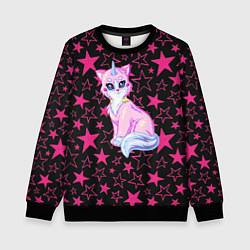 Свитшот детский Cat Unicorn Кот Единорог, цвет: 3D-черный