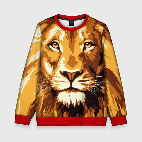 Детский свитшот Взгляд льва / 3D-Красный – фото 1