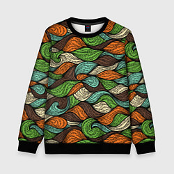 Свитшот детский Абстрактные волны, цвет: 3D-черный