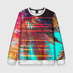 Свитшот детский Palm glitch art, цвет: 3D-белый