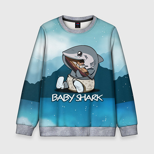 Детский свитшот Baby Shark / 3D-Меланж – фото 1