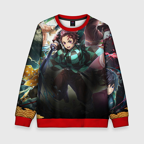 Детский свитшот КЛИНОК РАССЕКАЮЩИЙ ДЕМОНОВ / 3D-Красный – фото 1