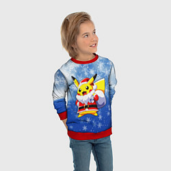 Свитшот детский НОВОГОДНИЙ ПИКАЧУ, цвет: 3D-красный — фото 2