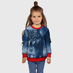 Свитшот детский Красивый волк, цвет: 3D-красный — фото 2