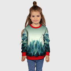 Свитшот детский Акварельный лес градиент, цвет: 3D-красный — фото 2
