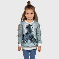 Свитшот детский Нарисованный конь, цвет: 3D-белый — фото 2