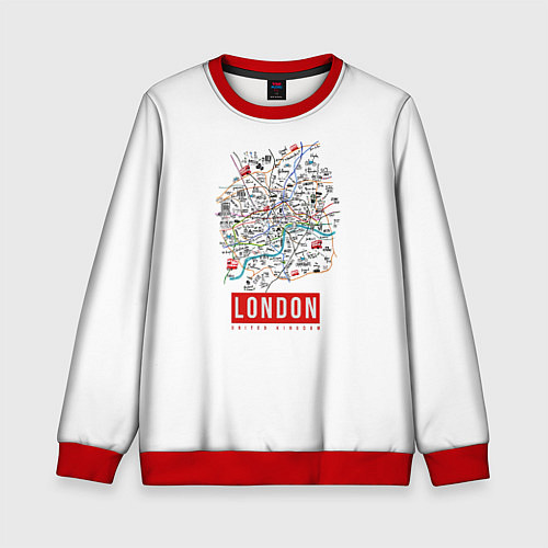 Детский свитшот Лондон / 3D-Красный – фото 1