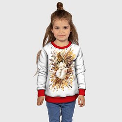 Свитшот детский Лисичка спит в листьях, цвет: 3D-красный — фото 2