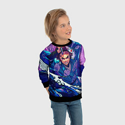 Свитшот детский Танджиро камадо Клинок Демонов, цвет: 3D-черный — фото 2