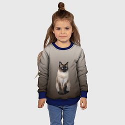 Свитшот детский Сиамский кот голубые глаза, цвет: 3D-синий — фото 2