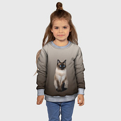 Свитшот детский Сиамский кот голубые глаза, цвет: 3D-меланж — фото 2