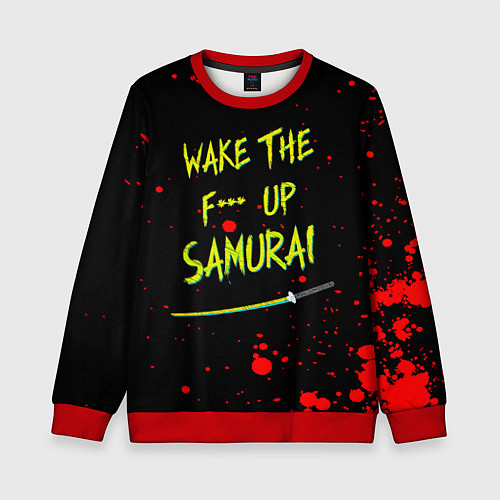 Детский свитшот WAKE THE F*** UP SAMURAI / 3D-Красный – фото 1