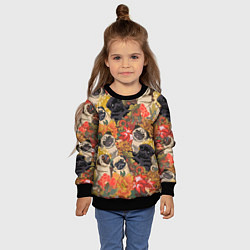 Свитшот детский Мопсики Цветочки, цвет: 3D-черный — фото 2