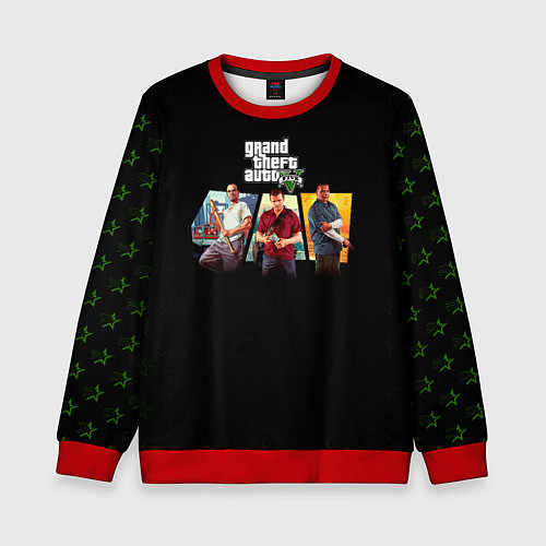 Детский свитшот Grand Theft Auto V персонажи / 3D-Красный – фото 1