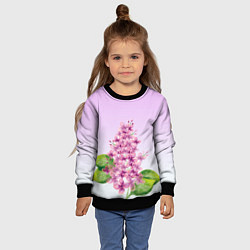 Свитшот детский Акварельная сирень, цвет: 3D-черный — фото 2
