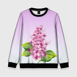 Свитшот детский Акварельная сирень, цвет: 3D-черный
