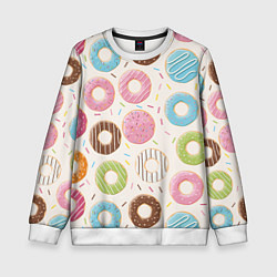 Свитшот детский Пончики Donuts, цвет: 3D-белый
