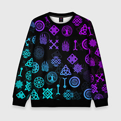 Свитшот детский СЛАВЯНСКИЕ РУНЫ ПАТТЕРН Z, цвет: 3D-черный