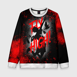 Свитшот детский FLY HIGH ВОЛЕЙБОЛ!!, цвет: 3D-белый