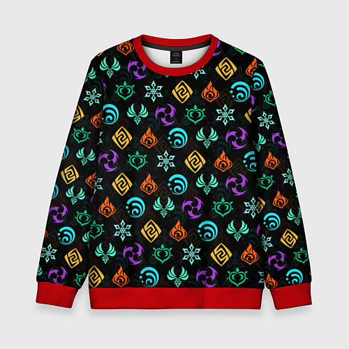 Детский свитшот GENSHIN IMPACT ЭМБЛЕМЫ / 3D-Красный – фото 1