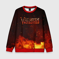 Свитшот детский Valheim огненный лого, цвет: 3D-красный