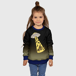 Свитшот детский НЛО похищает динозавров, цвет: 3D-синий — фото 2