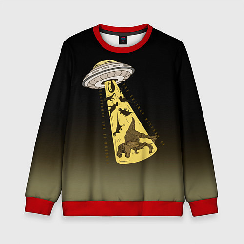 Детский свитшот НЛО похищает динозавров / 3D-Красный – фото 1