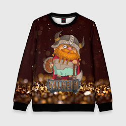 Свитшот детский Valheim мультяшный викинг, цвет: 3D-черный