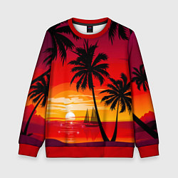 Свитшот детский Гавайский закат, цвет: 3D-красный