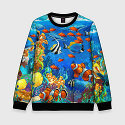 Свитшот детский Коралловые рыбки, цвет: 3D-черный
