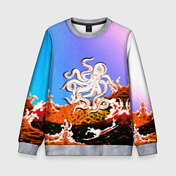 Свитшот детский Осьминог в Лаве Градиент, цвет: 3D-меланж