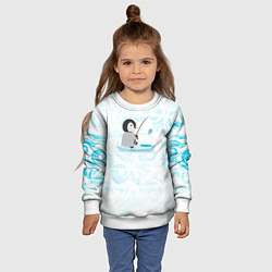 Свитшот детский Пингвин рыбачит, цвет: 3D-белый — фото 2