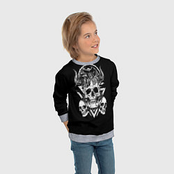 Свитшот детский Черепа и Вороны Skulls Raven, цвет: 3D-меланж — фото 2