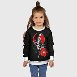 Свитшот детский Девушка-кошка-самурай, цвет: 3D-белый — фото 2