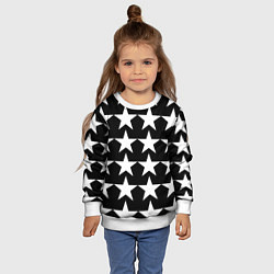 Свитшот детский Белые звёзды на чёрном фоне, цвет: 3D-белый — фото 2