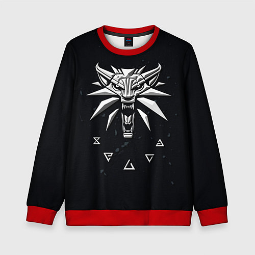 Детский свитшот THE WITCHER СЕРЫЙ ЛОГОТИП / 3D-Красный – фото 1