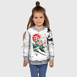 Свитшот детский Ророноа Зоро пират Соломенной Шляпы, цвет: 3D-меланж — фото 2