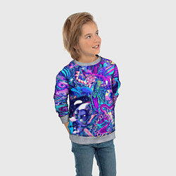 Свитшот детский Неоновые Звери, цвет: 3D-меланж — фото 2